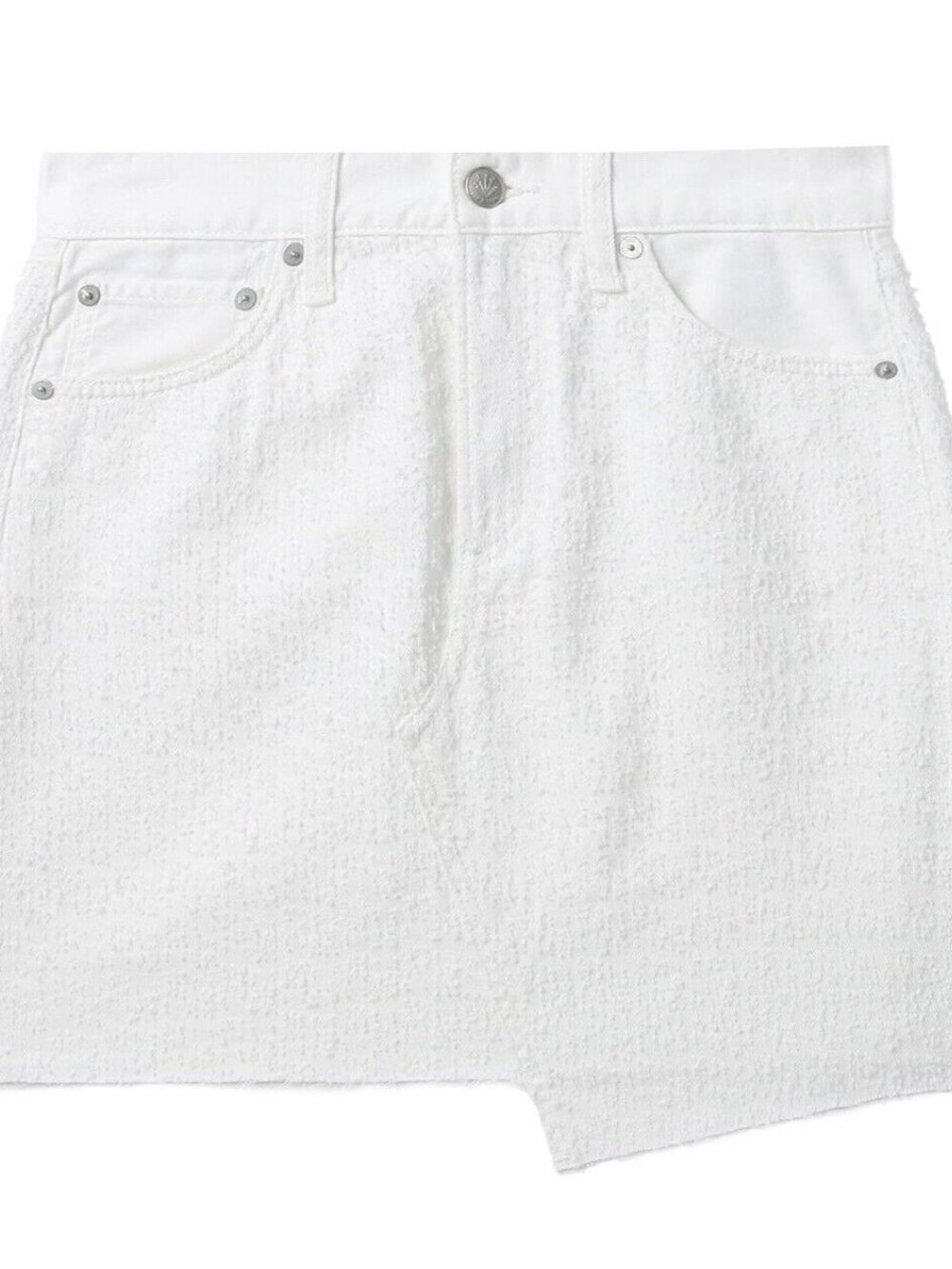 Rag & Bone Denim Mini Skirt Women's 33 Kayla White Tweed Distressed Cotton $195